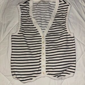 Striped Black and White Sleeveless Top